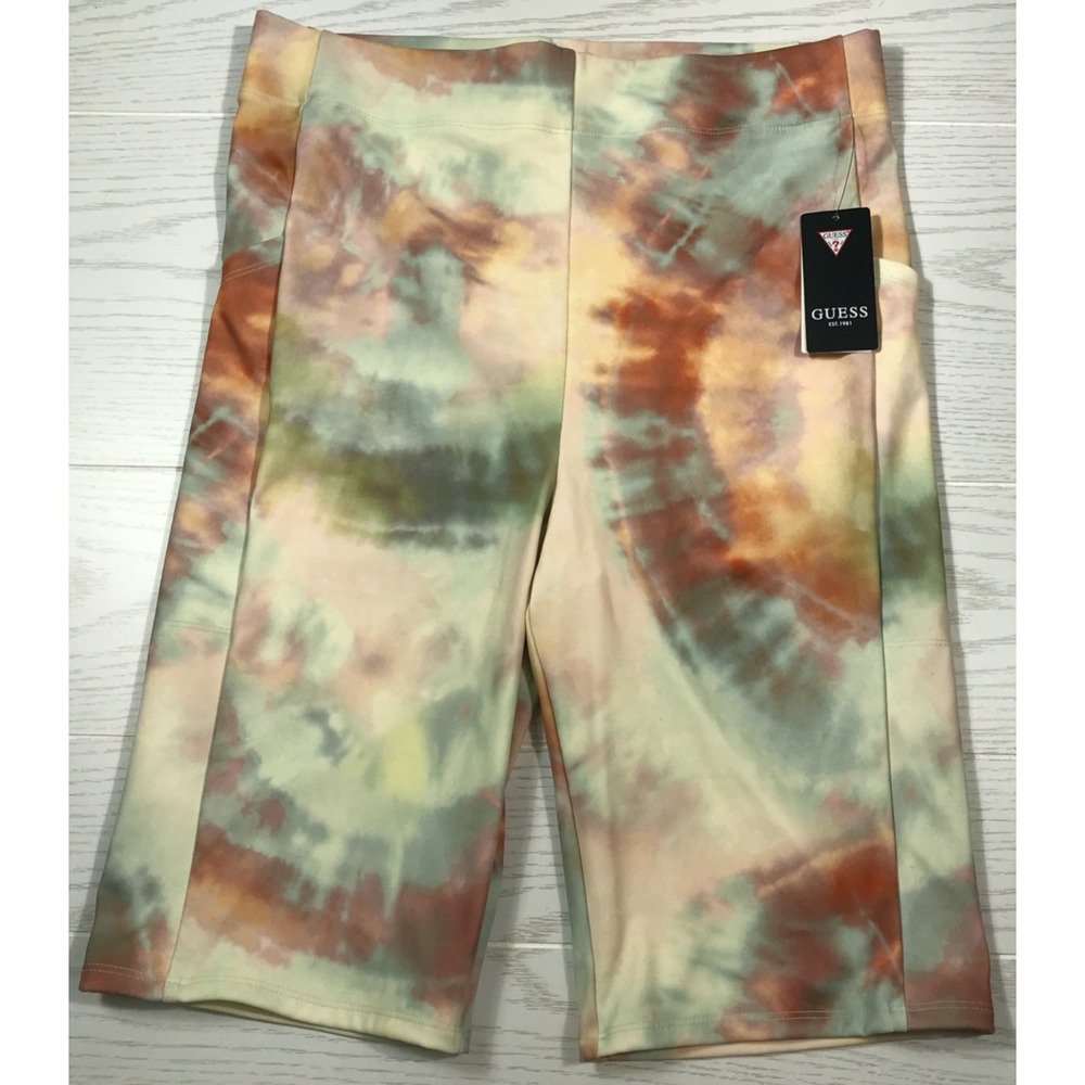 Guess Tie Dye Shorts Women L Stretch Bike High Rise Pull On Cycling Summer New